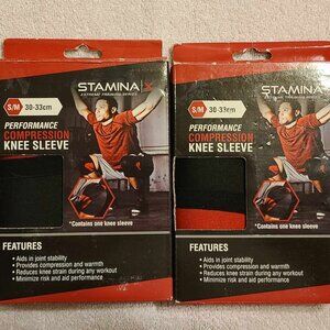 2 Stamina X COMPRESSION KNEE Support SLEEVE S/M 05-0321 small/Medium 30-33cm Gym